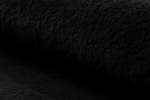 Okrúhly koberec BUNNY čierny, imitácia králičej kožušiny
