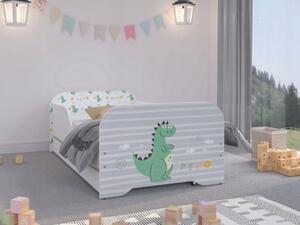 Okúzľujúca detská posteľ 160 x 80 cm s rozprávkovým motívom draka Biela