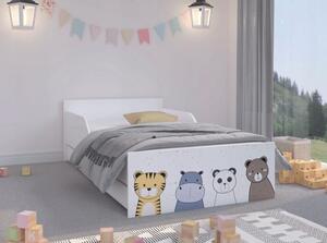 Kvalitná detská posteľ 180 x 90 cm s rozprávkovými zvieratkami Biela
