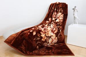 Teplá deka s kvetinovou potlačou hnedej farby Hnedá