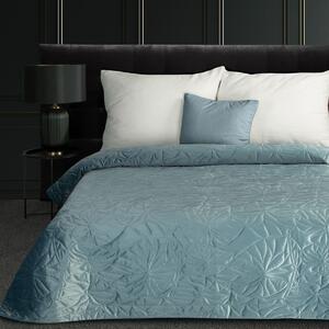 Krásny svetlo modrý zamatový prehoz na posteľ prešívaný metódou hot press Modrá
