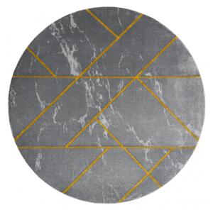 Koberec okrúhly EMERALD exkluzív 1012 glamour, mramor, geometrický sivo / zlatý