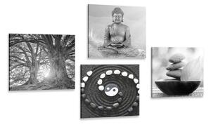 Set obrazov Feng Shui v čiernobielom štýle