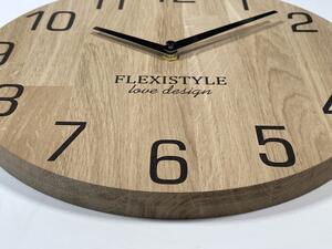 Luxusné drevené hodiny vo farbe dub 30 cm Hnedá