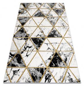Koberec EMERALD exkluzívny 1020 glamour, mramor, trojuholníky čierno/ zlatý