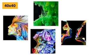Set obrazov pestrofarebná abstrakcia