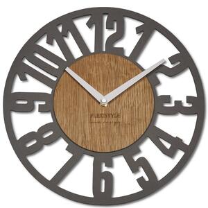 Originálne hodiny s veľkým číslami v kombinácií dreva o modernej sivej farby 30 cm Sivá