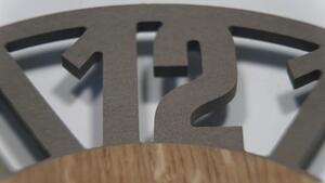 Originálne hodiny s veľkým číslami v kombinácií dreva o modernej sivej farby 30 cm Sivá