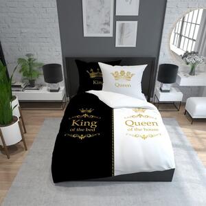 Luxusné bavlnené posteľné obliečky King & Queen Čierna