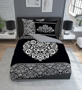 Čiernobiele bavlnené posteľné obliečky s folklórnym motívom Čierna