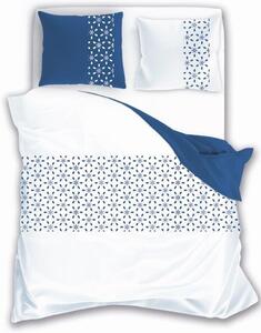 Krásne bielo modré sviatočné bavlnené posteľné obliečky s vločkami Biela