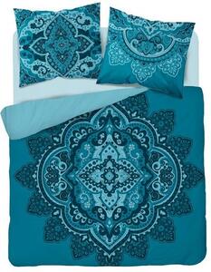 Tyrkysové bavlnené posteľné obliečky s mandalou Tyrkysová