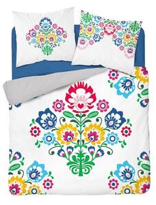 Bavlnené posteľné obliečky s ľudovým motívom Modrá