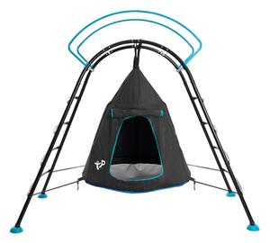 TP Toys oceľová preliezka UFO so závesným kreslom 122 x 217 x 201 cm čierno - modrá