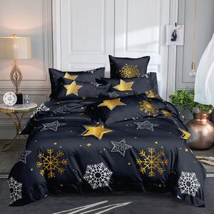 Očarujúce tmavo sivé vianočné posteľné obliečky so snehovými vločkami Sivá