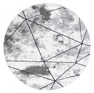 Moderný okrúhly koberec COZY Polygons, geometrický, šedý