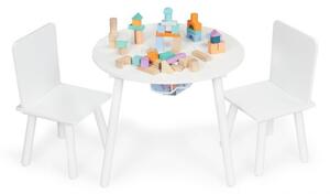 Okrúhly detský stolík s praktickým úložným priestorom a stoličkami Biela