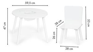 Okrúhly detský stolík s praktickým úložným priestorom a stoličkami Biela