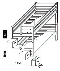 Detská poschodová posteľ - poschodová posteľ DOMINO D856 nízka so schodíkmi, masív buk