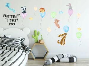 Veselá nálepka do detskej izby zvieratká na balónoch