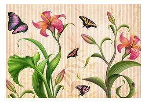 Fototapeta Jar, motýle, kvety - Vintage - spring
