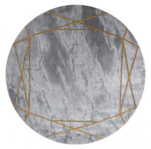 Koberec okrúhly EMERALD exkluzív 1022 glamour, mramor, geometrický sivo / zlatý