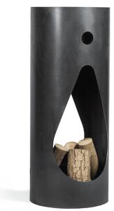 Vonkajší krb z čierneho ocele, model TUBA, rozmery 40x40x132 cm, značka COOK KING