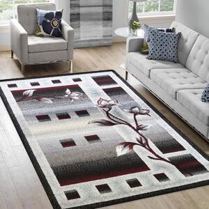 Moderný koberec do obývačky s motívom kvetov Sivá Šírka: 80 cm | Dĺžka: 150 cm