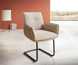 DELIFE Jedálenská stolička Nela-Flex zmiešané materiály tmavobéžová jedálenská stolička okrúhla čierna