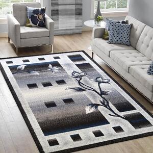Krásny koberec do obývačky s motívom kvetov Sivá Šírka: 80 cm | Dĺžka: 150 cm