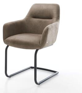 DELIFE Jedálenská stolička Pejo-Flex mikrovlákno taupe vintage jedálenská stolička okrúhla čierna vrecková pružina