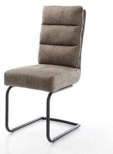 DELIFE Jedálenská stolička Pela-Flex mikrovlákno taupe vintage okrúhly čierna vrecková pružina