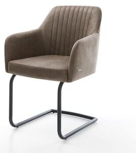 DELIFE Jedálenská stolička Greg-Flex mikrovlákno taupe vintage jedálenská stolička okrúhla čierna vrecková pružina