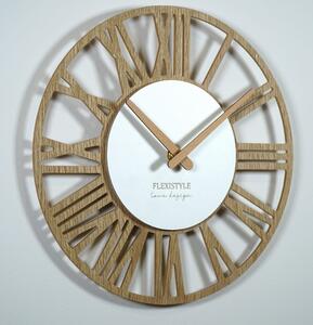 Jednoduché nástenné hodiny v drevenom dizajne Hnedá