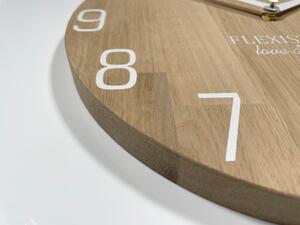 Kvalitné dubové nástenné hodiny 30 cm Hnedá