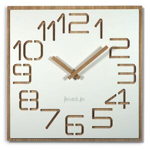 Štýlové biele nástenné hodiny v kombinácií s drevom 40 cm Biela