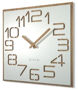 Štýlové biele nástenné hodiny v kombinácií s drevom 40 cm Biela