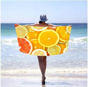 Plážová osuška s motívom citrusov 100 x 180 cm Žltá