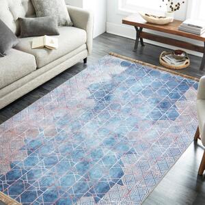 Protišmykový koberec s geometrickým vzorom Modrá Šírka: 80 cm | Dĺžka: 150 cm