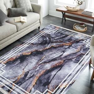 Protišmykový koberec tmavosivej farby so vzorom Šírka: 80 cm | Dĺžka: 150 cm