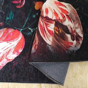 Protišmykový koberec s očarujúcim kvetinovým motívom Čierna Šírka: 60 cm | Dĺžka: 100 cm