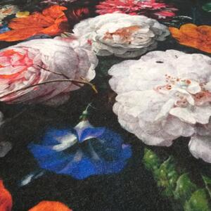Protišmykový koberec s očarujúcim kvetinovým motívom Čierna Šírka: 60 cm | Dĺžka: 100 cm