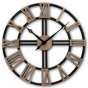 Veľké drevené nástenné hodiny 80 cm Čierna