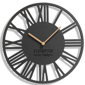 Jednoduché antracitové nástenné hodiny v drevenom dizajne 30 cm Čierna