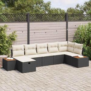 Maison Exclusive - Záhradný set pohoviek s vankúšmi 7 ks Čierny Poly Rattan