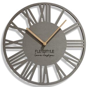 Jednoduché nástenné hodiny v drevenom dizajne sivé Sivá