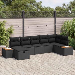 Maison Exclusive - Záhradný set pohoviek s vankúšmi 7 ks Čierny Poly Rattan