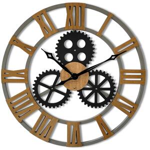 Jedinečné nástenné hodiny v industriálnom štýle 80 cm Hnedá