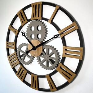Unikátné nástenné hodiny v industriálnom štýle 80 cm Hnedá