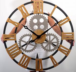 Unikátné nástenné hodiny v industriálnom štýle 80 cm Hnedá